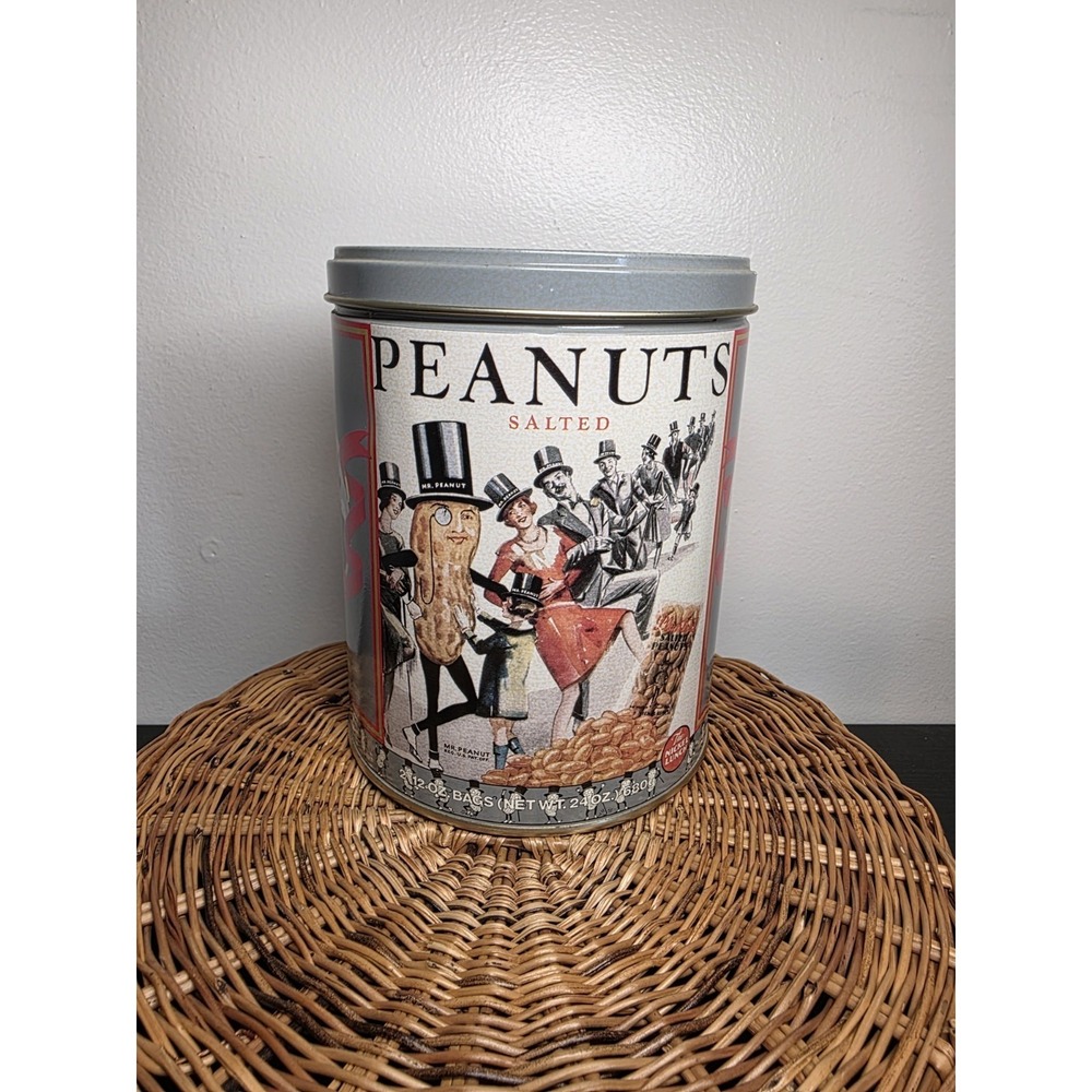 VINTAGE 1989 PLANTERS PEANUT TIN CAN W/ LID